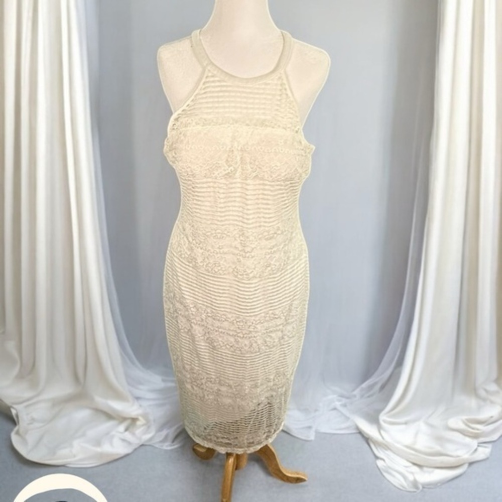 Guess Dress White Lace Halter Dress Size 16 Built in Bra